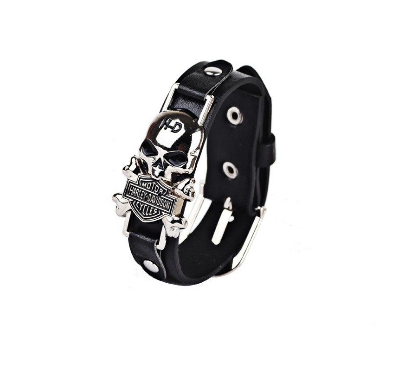 Fashion Buckles Imitation Cowhide Skull Decorationnew Accessories Weave Vintage Leather Bracelet display picture 3