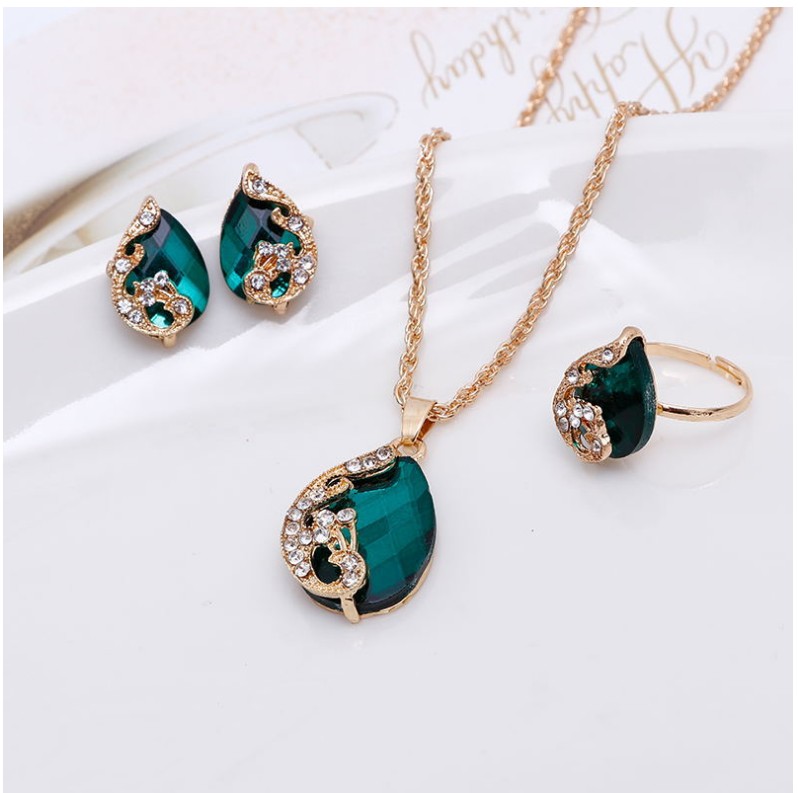Ethnic Style Peacock Alloy Inlaid Gemstone Artificial Gemstones Artificial Rhinestones Women's Jewelry Set display picture 4