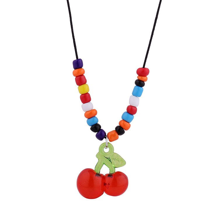 Fashion Creative Multicolor Bead Sweet Retro Resin Cherry Sweater Chain display picture 1