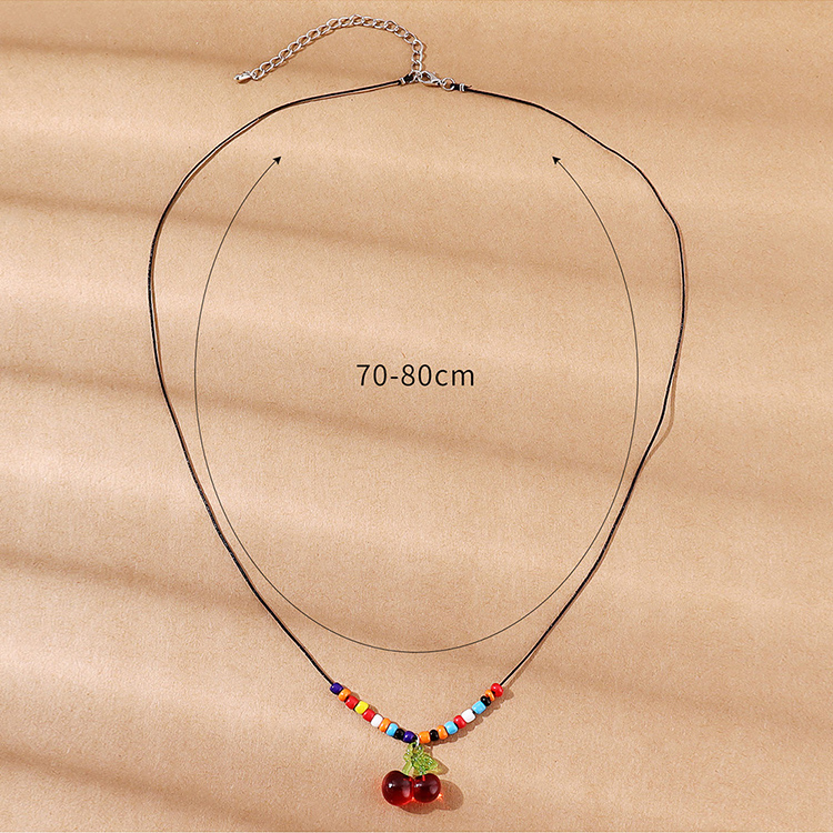 Fashion Creative Multicolor Bead Sweet Retro Resin Cherry Sweater Chain display picture 2