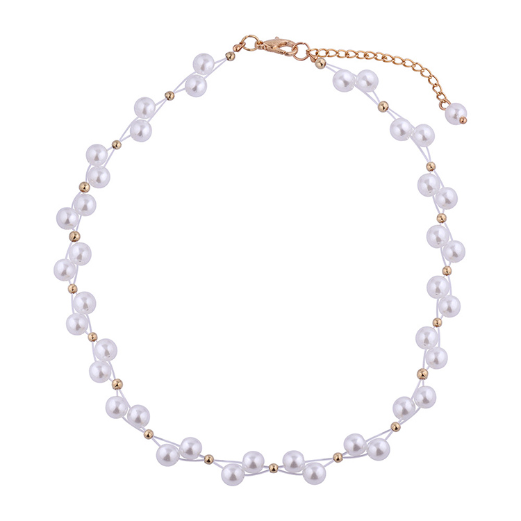 Mode Einfache Inlay Perle Perlen Metall Geometrische Halskette display picture 1