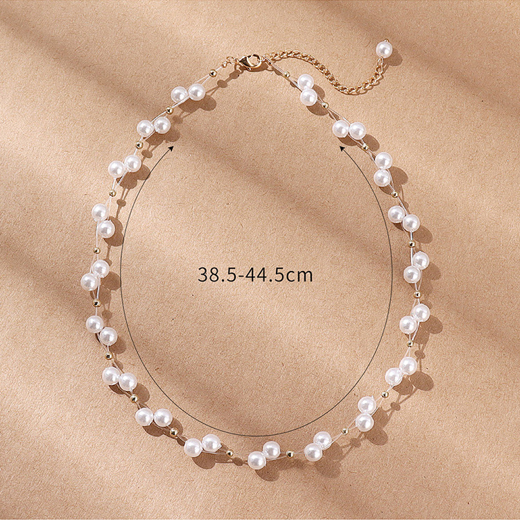 Mode Einfache Inlay Perle Perlen Metall Geometrische Halskette display picture 2