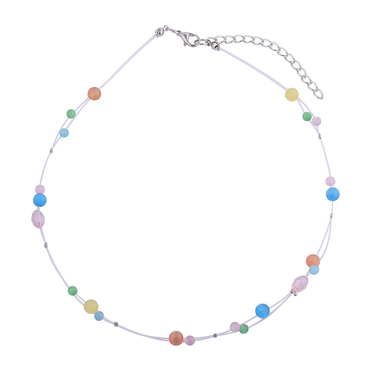Fashion Creative Geometric Opal Multicolor Perlé Resin Necklace display picture 1