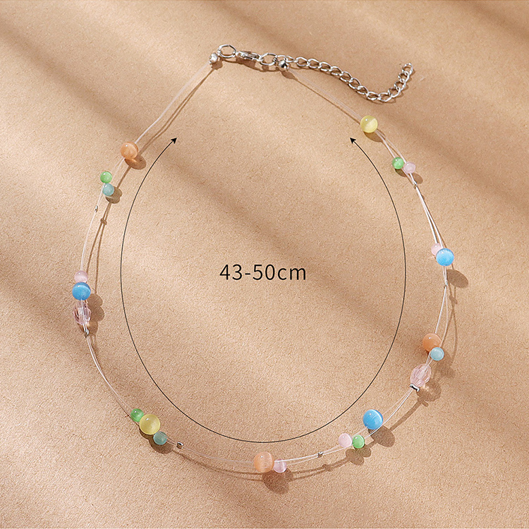 Mode Kreative Geometrische Opal Multi Color Perlé Harz Halskette display picture 2