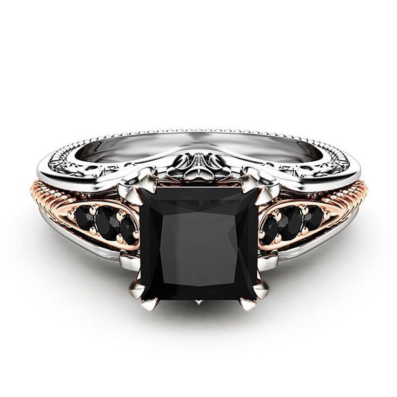 Fashion Ornament Hollow Carved Zircon Inlaid Two-color Ring display picture 2