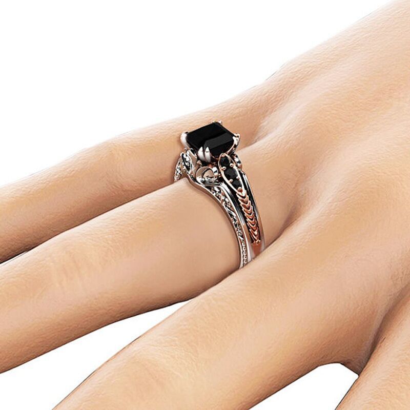 Fashion Ornament Hollow Carved Zircon Inlaid Two-color Ring display picture 4