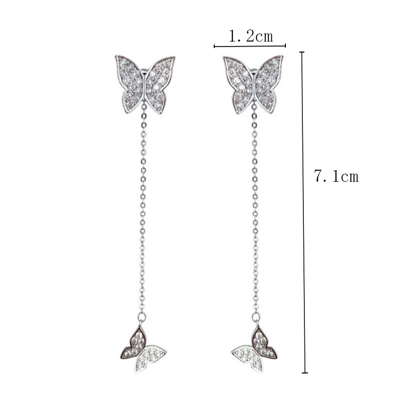 Fashion Ornament Rhinestone Tassel Butterfly Alloy Stud Earrings display picture 1