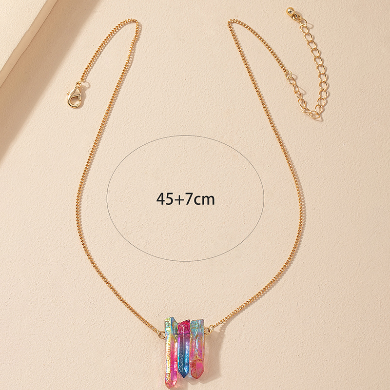 Popular European And American Foreign Trade Crystal Stone Pendant Niche Design Color Stone Necklace Internet Hot Necklace display picture 3