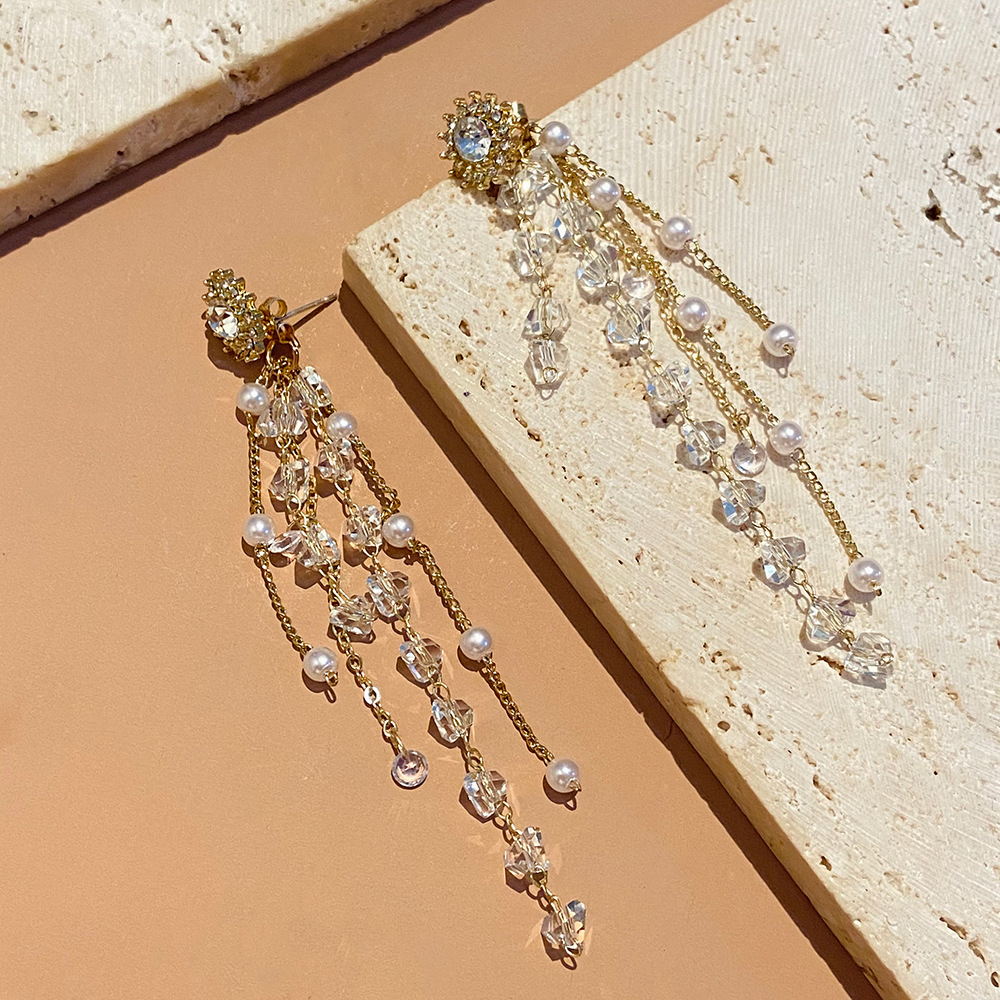 Fashion Alloy Heart Shape Pearl Flowers Earrings Artificial Rhinestone Drop Earrings display picture 5