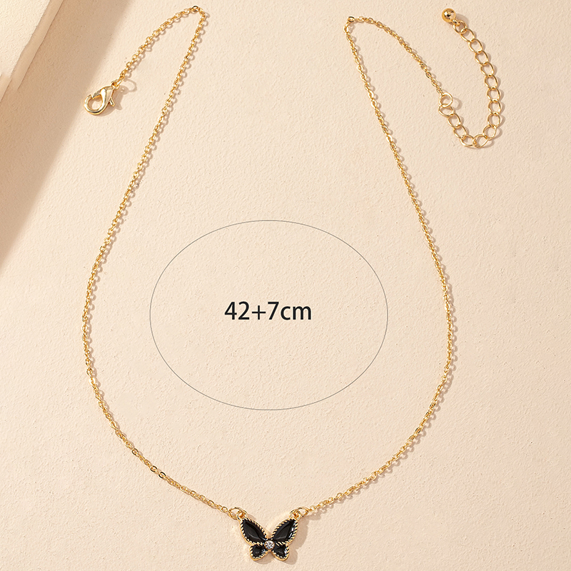 Japanese And Korean Series Online Red Butterfly Necklace Women's Dripping Oil High Sense Fashion Short Necklace 2022 New Fashion Necklace display picture 3