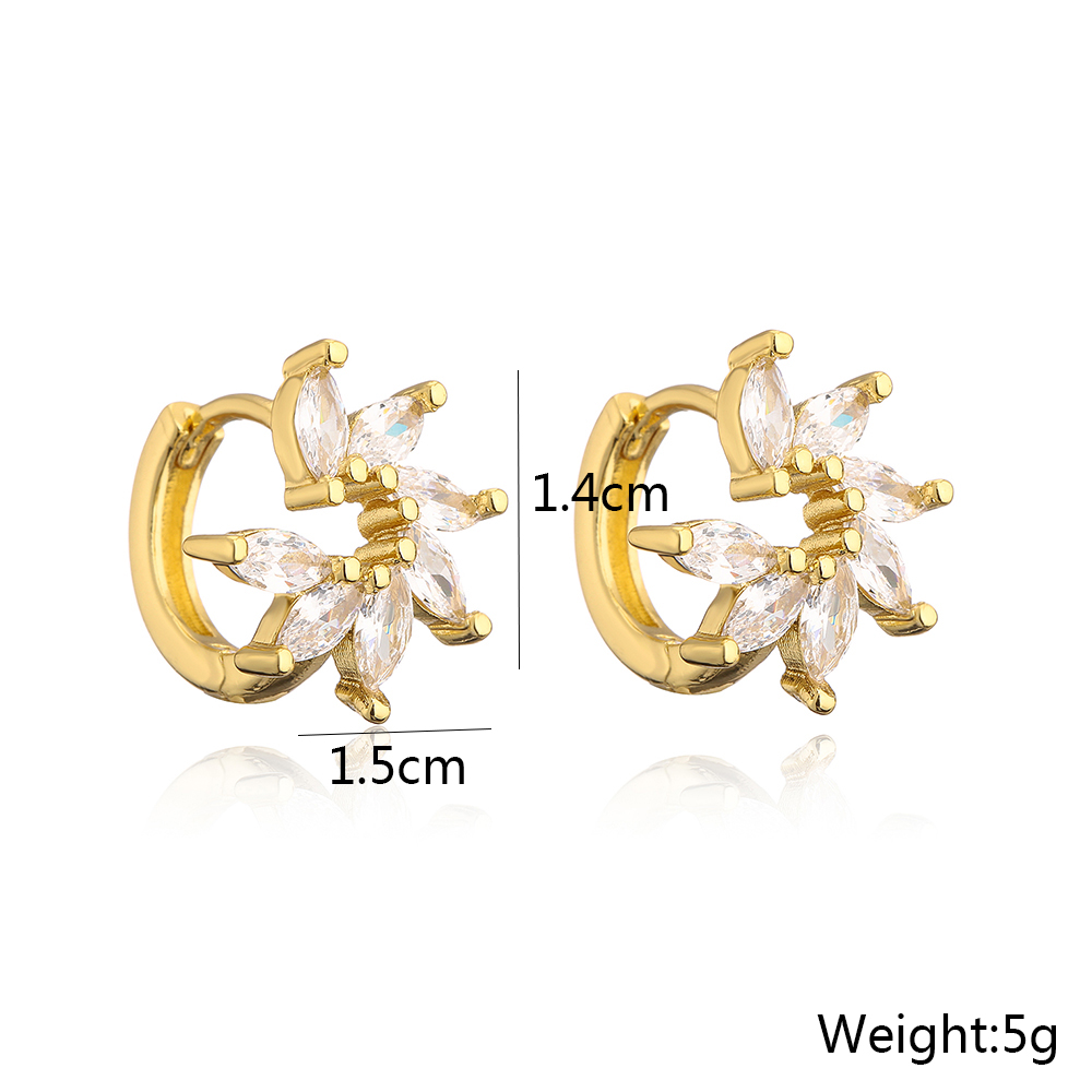 Fashion Copper Electroplated Real Gold Micro Inlaid Zircon Geometric Earrings display picture 3