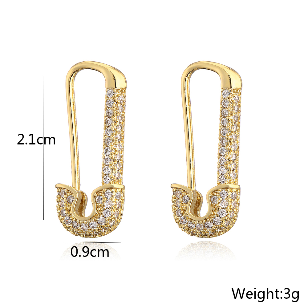 Mode Kupfer Galvani Siertes Echtgold Mikro Intarsien Zirkon Geometrische Ohrringe display picture 4