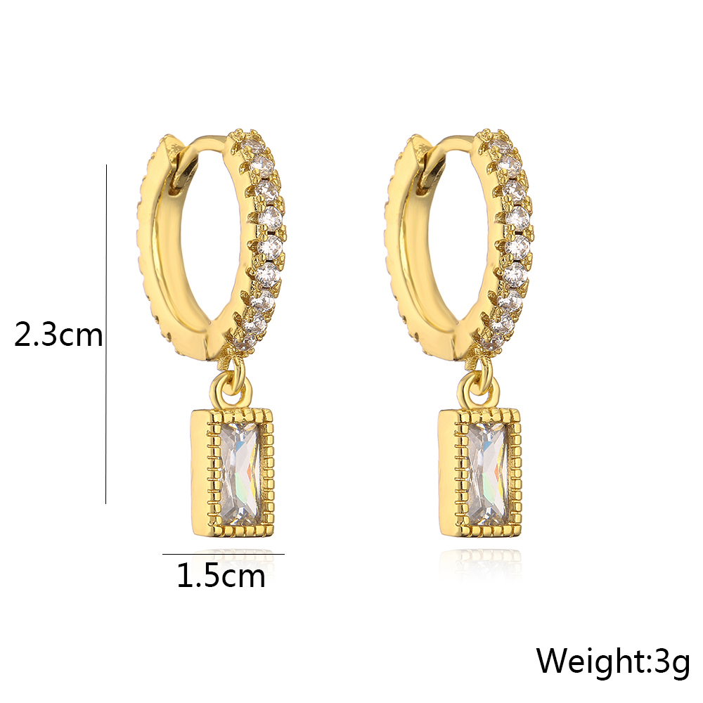 Fashion Geometric Inlaid Zircon Copper Zircon Earrings display picture 4