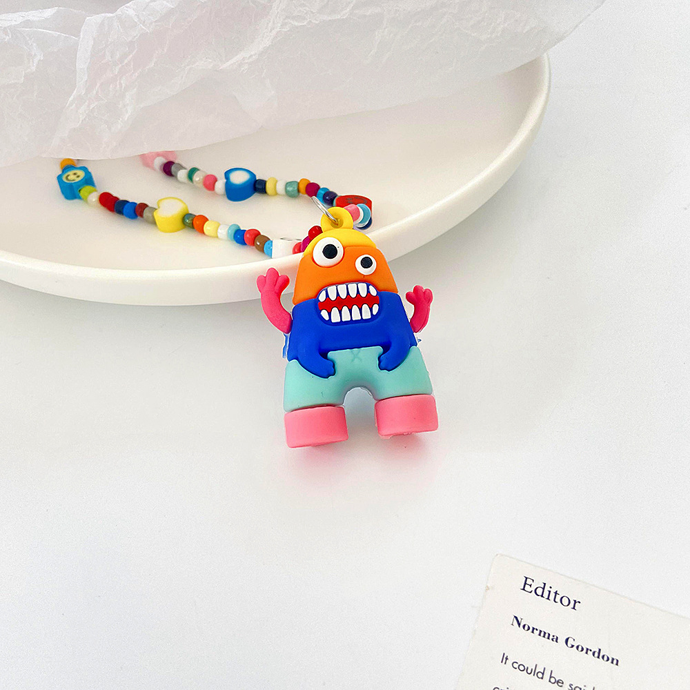 Cute Plastic Resin Cartoon Character Rainbow Pattern Necklace Beads display picture 2