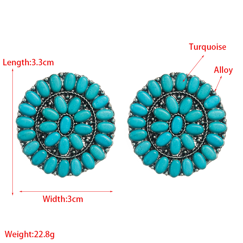 Fashion Turquoise Blue White Beads Alloy Stud Earrings display picture 1
