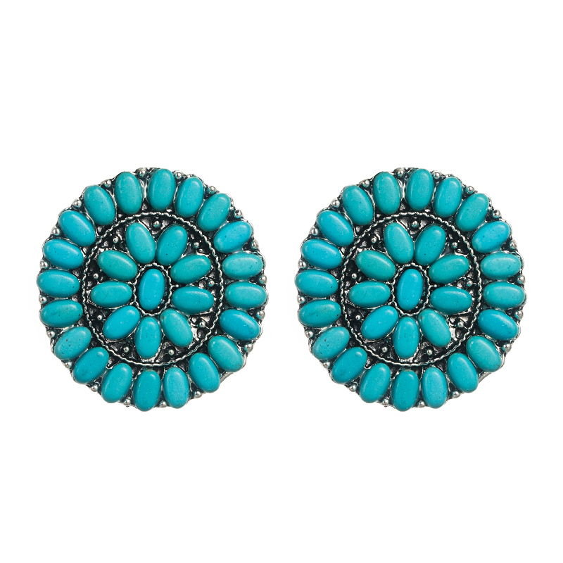 Fashion Turquoise Blue White Beads Alloy Stud Earrings display picture 7