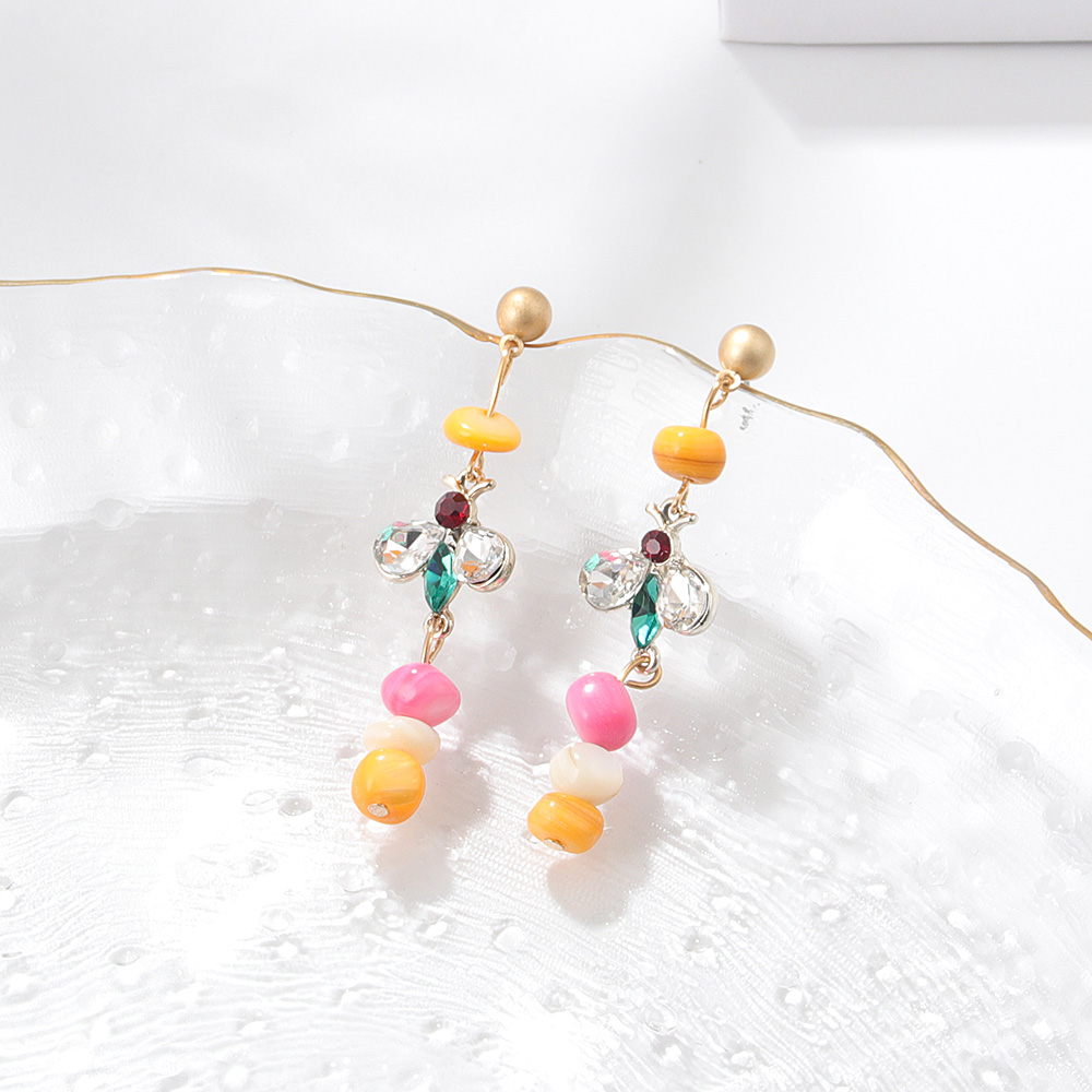 Fashion Colorful Stone Bee Bohemian Candy Color Bead Earrings display picture 1