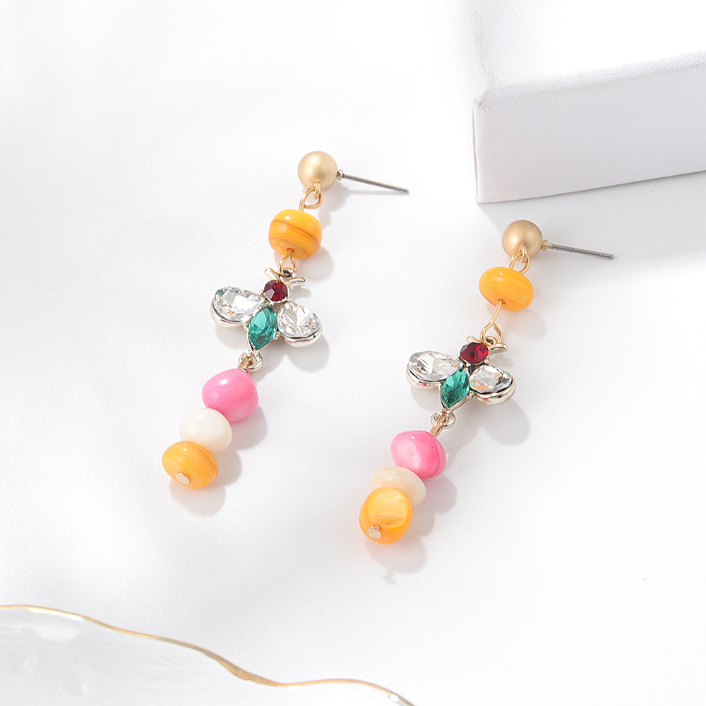Fashion Colorful Stone Bee Bohemian Candy Color Bead Earrings display picture 2