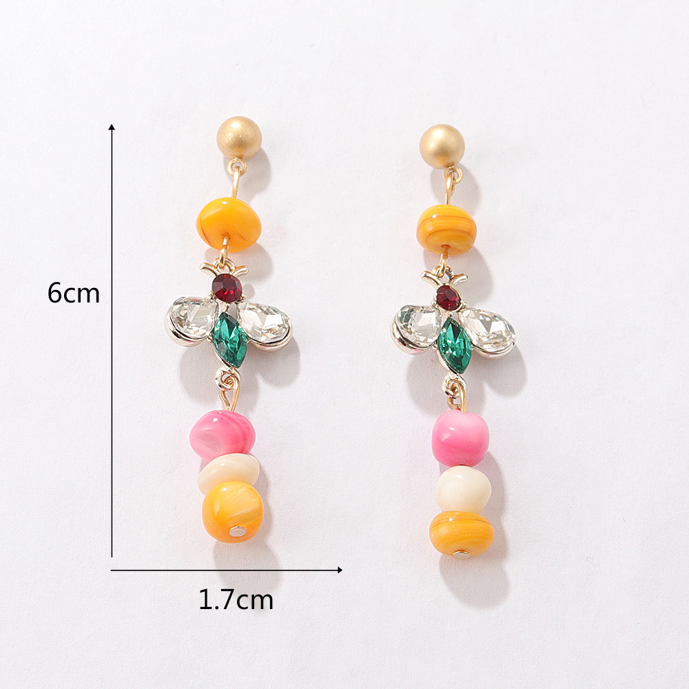 Fashion Colorful Stone Bee Bohemian Candy Color Bead Earrings display picture 4