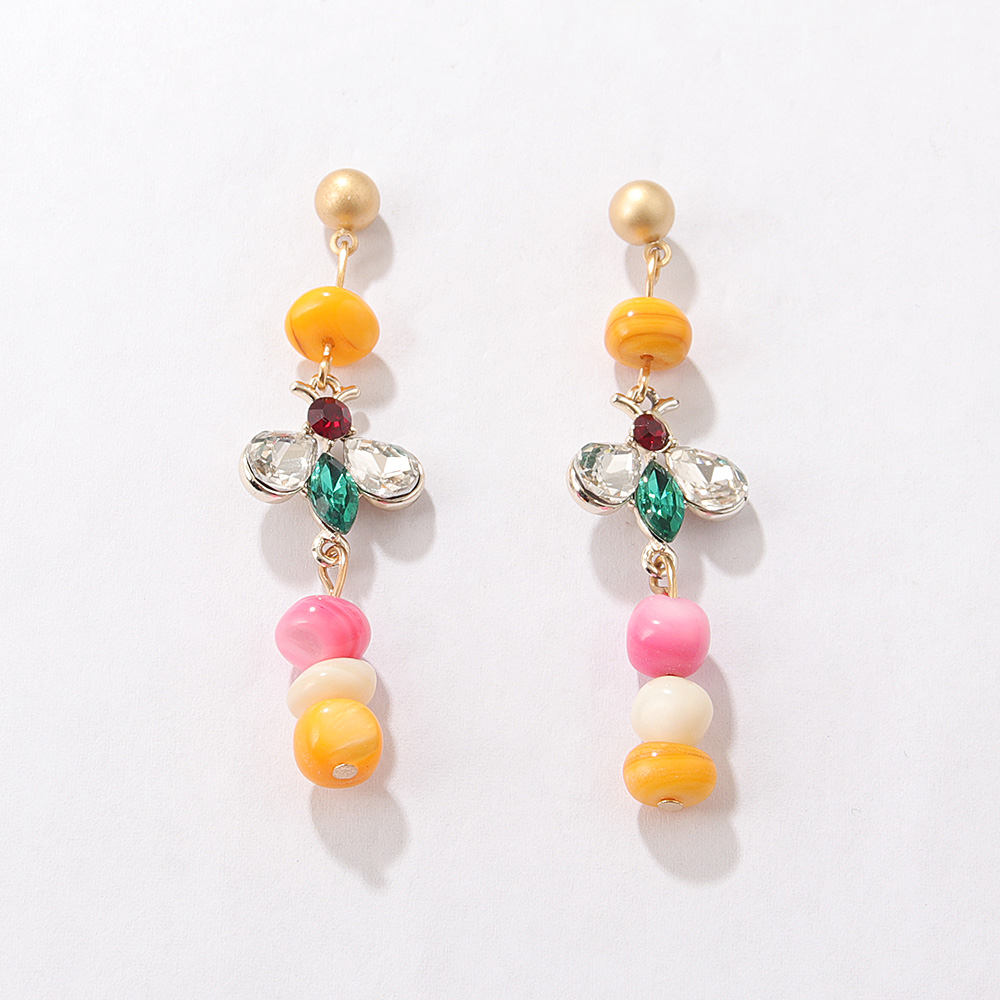 Fashion Colorful Stone Bee Bohemian Candy Color Bead Earrings display picture 5