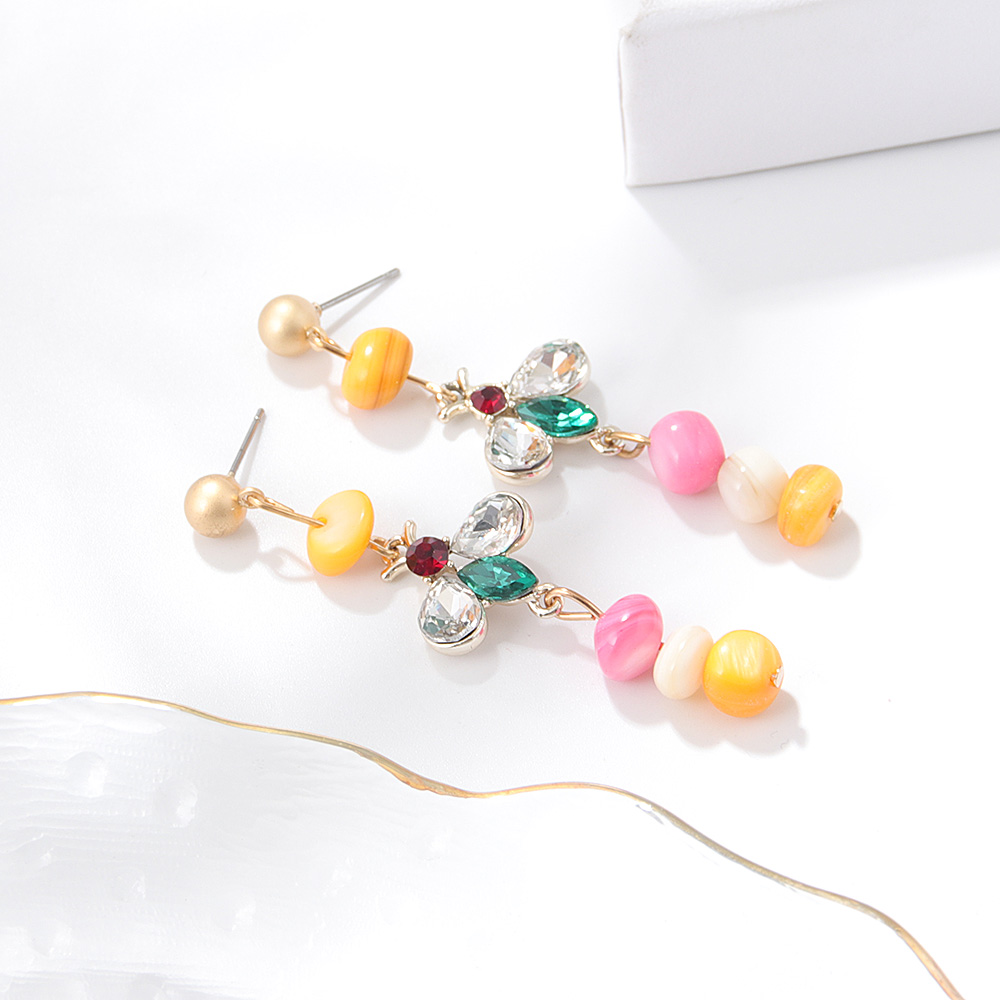 Fashion Colorful Stone Bee Bohemian Candy Color Bead Earrings display picture 6