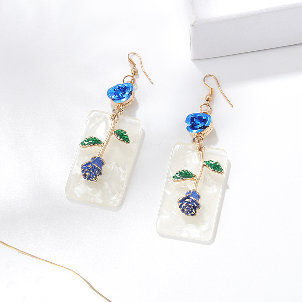 Fashion Simple Acrylic Rose Flower Acrylic Alloy Eardrops Earrings display picture 2