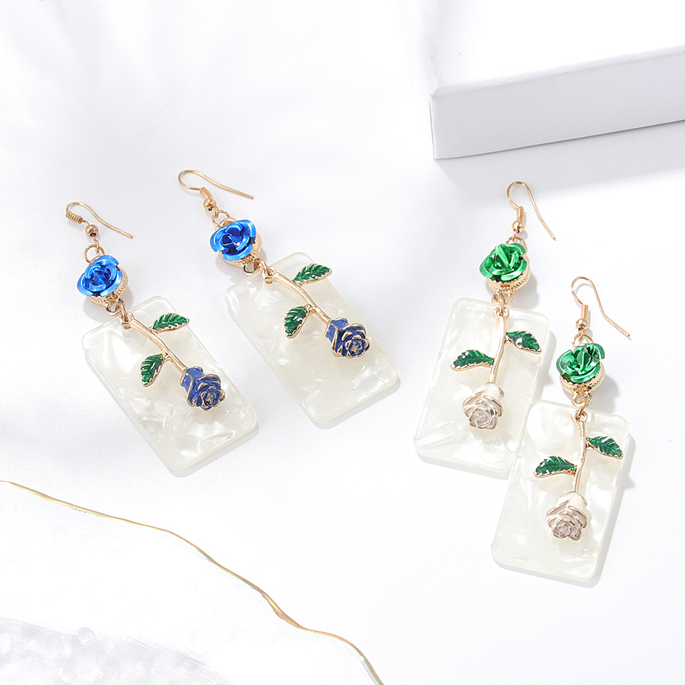 Fashion Simple Acrylic Rose Flower Acrylic Alloy Eardrops Earrings display picture 3