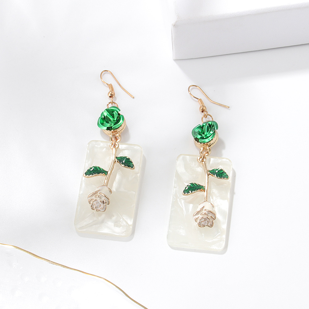 Fashion Simple Acrylic Rose Flower Acrylic Alloy Eardrops Earrings display picture 4