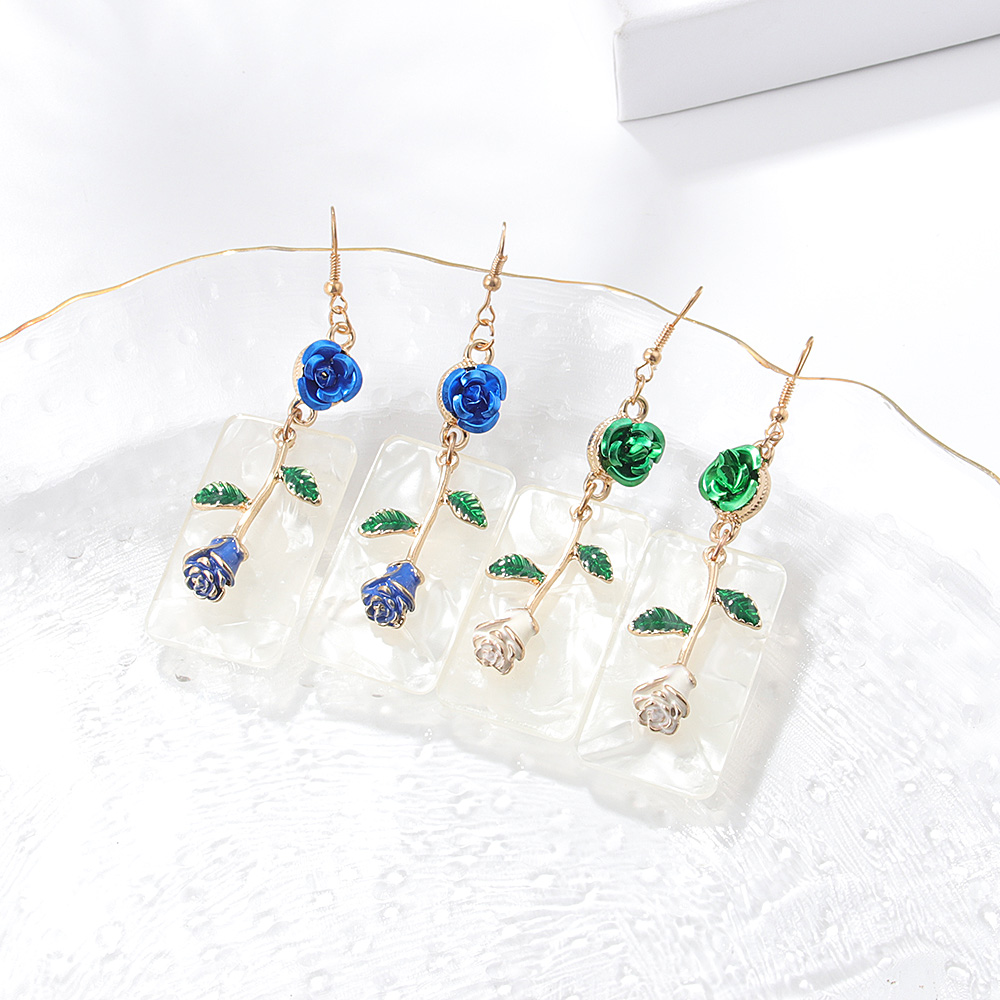 Fashion Simple Acrylic Rose Flower Acrylic Alloy Eardrops Earrings display picture 5