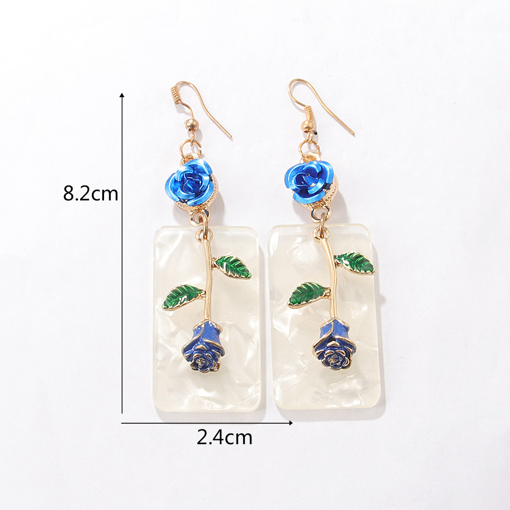 Fashion Simple Acrylic Rose Flower Acrylic Alloy Eardrops Earrings display picture 6
