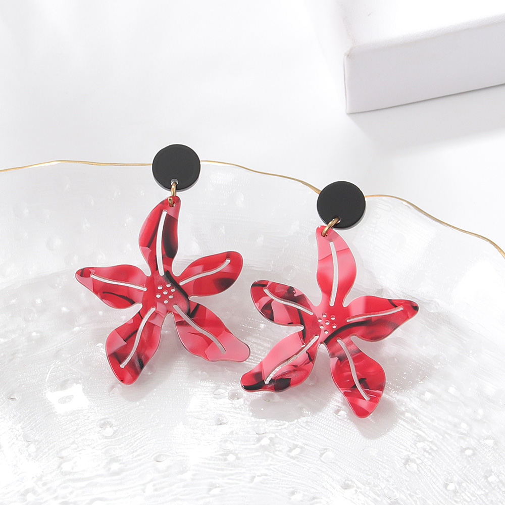 Fashion Jewelry Simple Retro Red Starfish Geometric Acrylic Earrings display picture 2