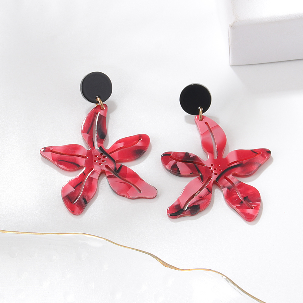 Fashion Jewelry Simple Retro Red Starfish Geometric Acrylic Earrings display picture 3