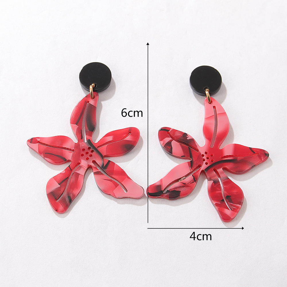 Fashion Jewelry Simple Retro Red Starfish Geometric Acrylic Earrings display picture 5