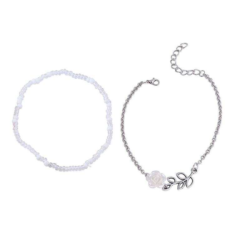 Fashion Flower Bead Alloy Anklet 2 Pieces display picture 2