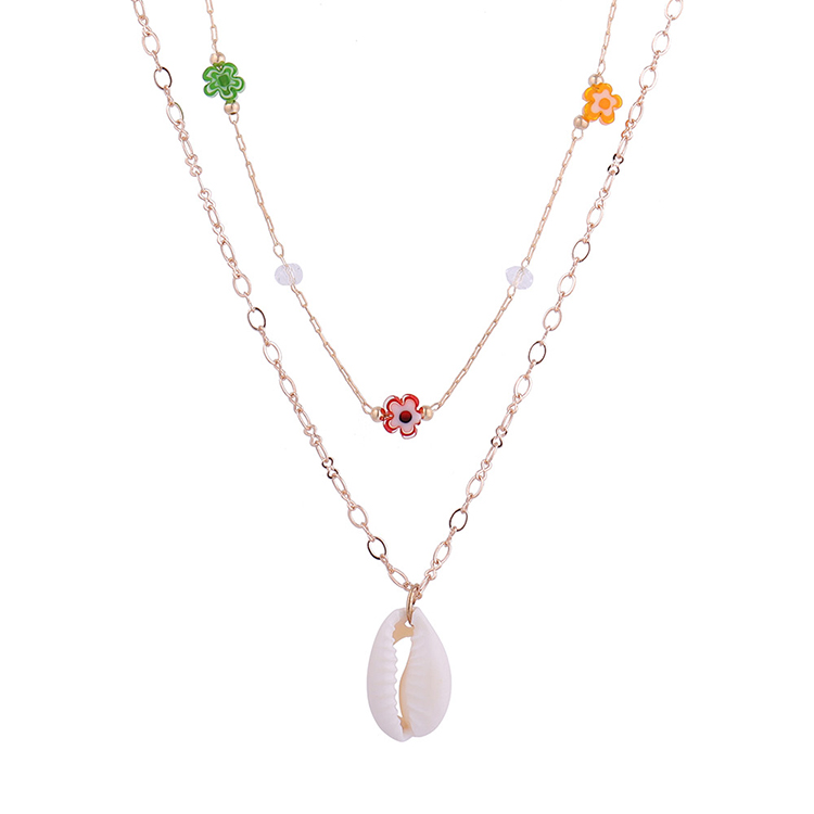 Women's Fashion Flower Shell Resin Shell Resin Pendant Necklace Layered Necklaces display picture 2