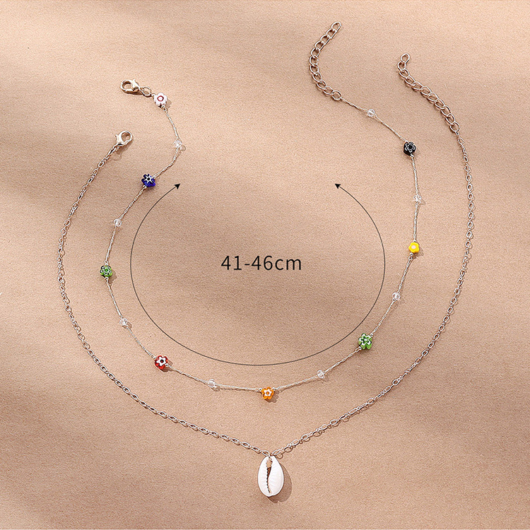 Women's Fashion Flower Shell Resin Shell Resin Pendant Necklace Layered Necklaces display picture 3