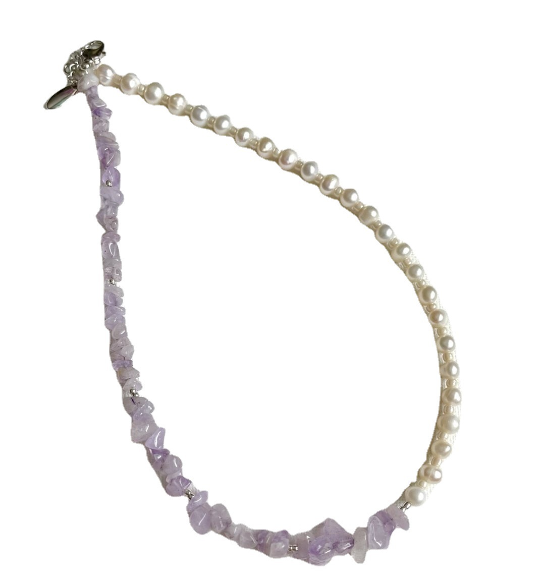 Choker Freshwater Pearl Necklace Purple Special-shaped Stone Cold Wind Necklace Accessories display picture 1