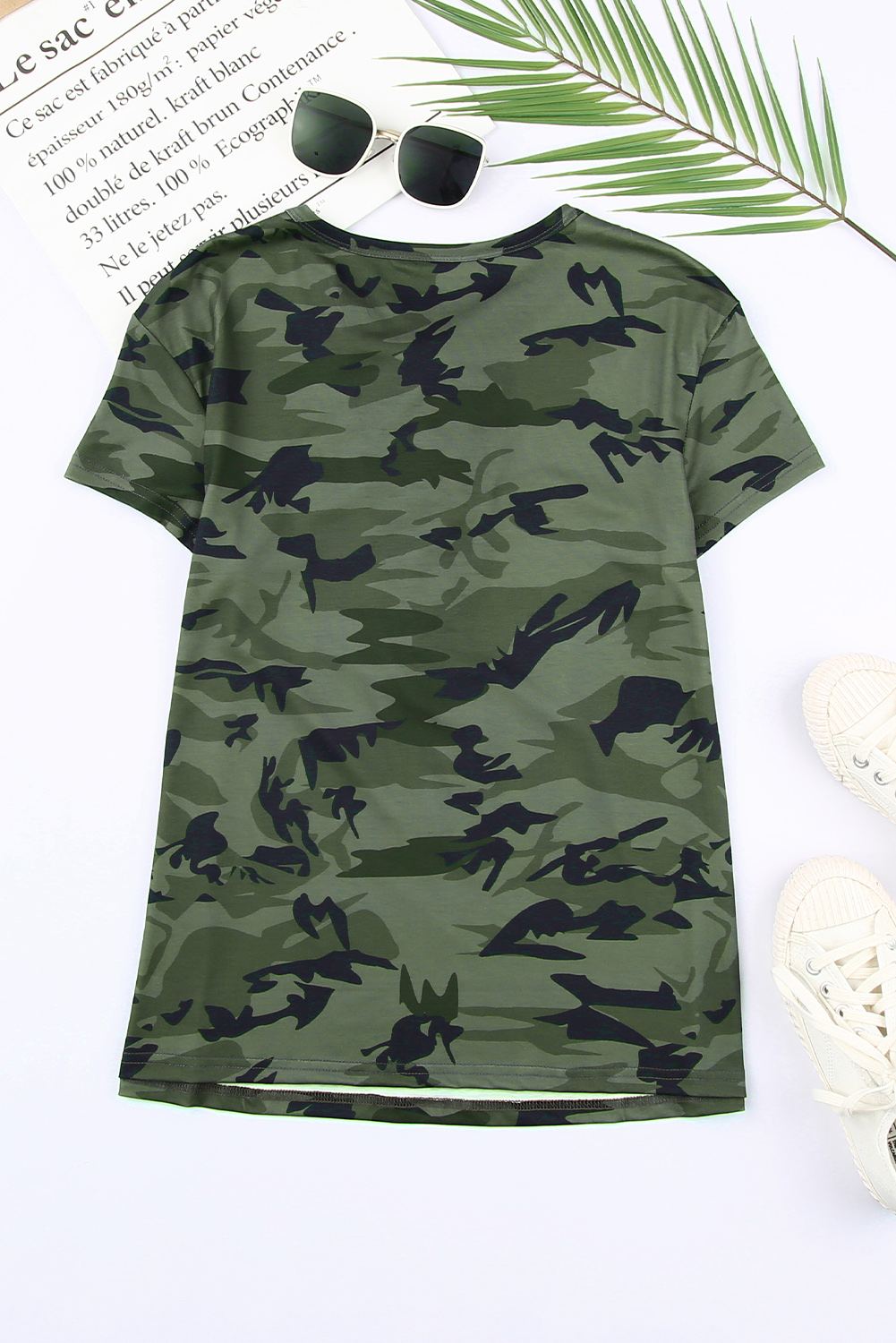 Lace-up Cross V-neck Pullover Short-sleeved Top Women's Loose T-shirt display picture 3