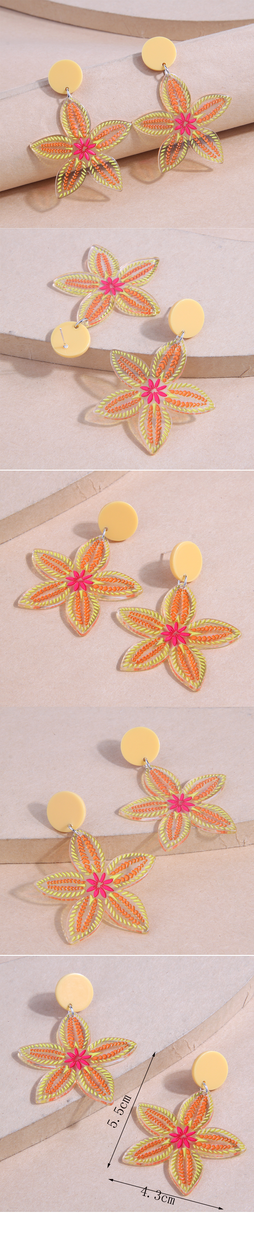Simple Cute Orange Flower Shape Synthetic Material Stud Earrings display picture 1