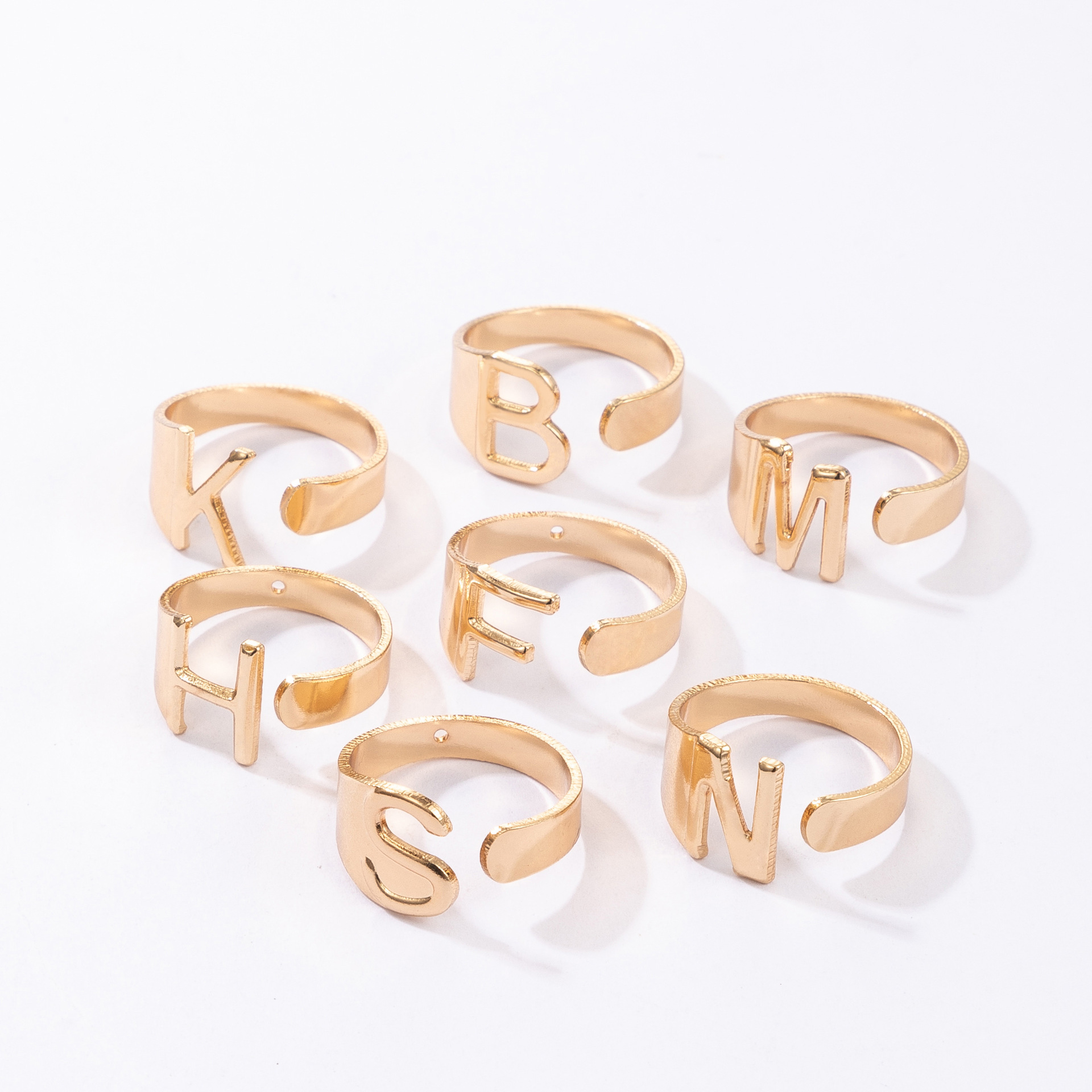 New Style English Letter Alloy Open Ring 7-piece Set display picture 6