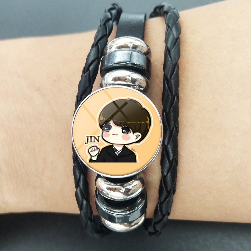 Cartoon Style Portrait Human Face Anime Pu Leather Glass Plating Alloy Glass Unisex Bangle display picture 1