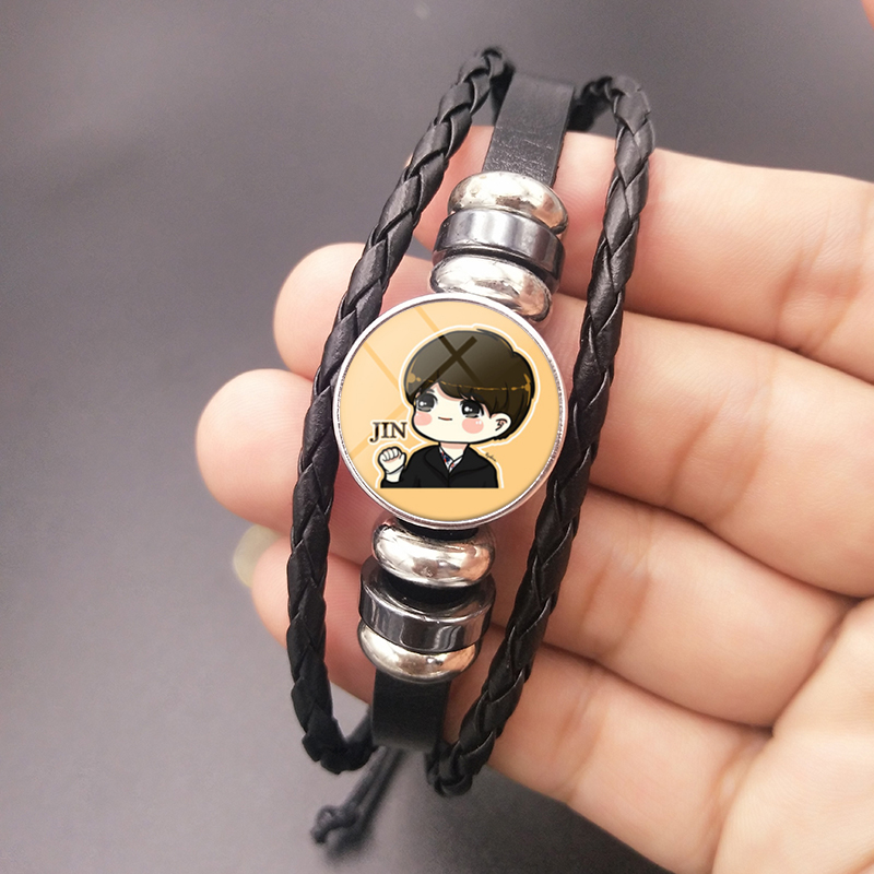 Cartoon Style Portrait Human Face Anime Pu Leather Glass Plating Alloy Glass Unisex Bangle display picture 2