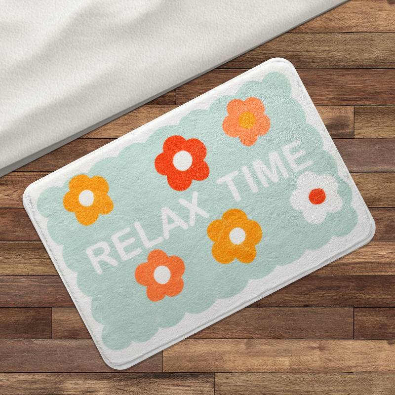 Fashion Colorful Flower Print Letter Bedroom Floor Mat display picture 1