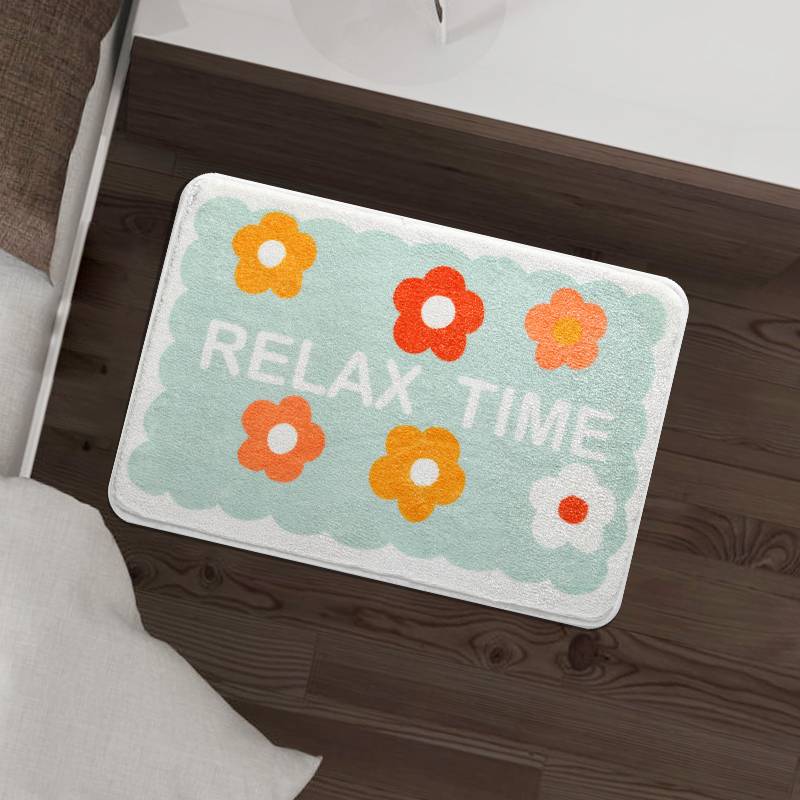 Fashion Colorful Flower Print Letter Bedroom Floor Mat display picture 3