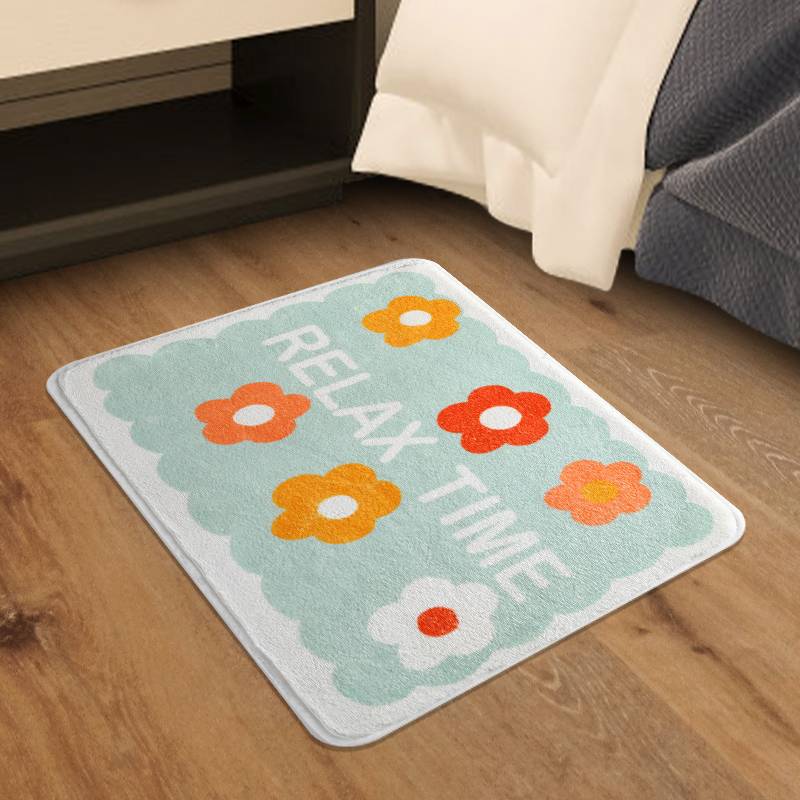 Fashion Colorful Flower Print Letter Bedroom Floor Mat display picture 5