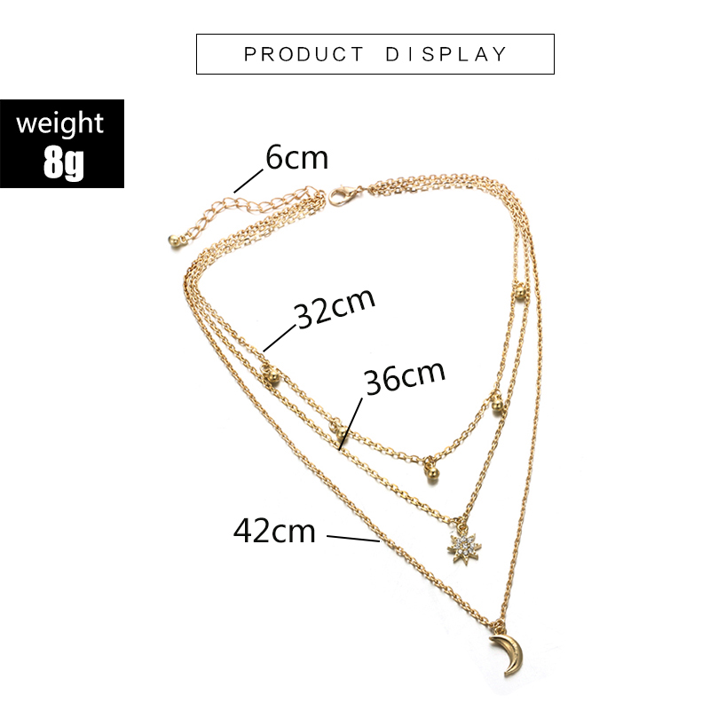New Simple Star Moon Tassel Multilayer Alloy Necklace display picture 1