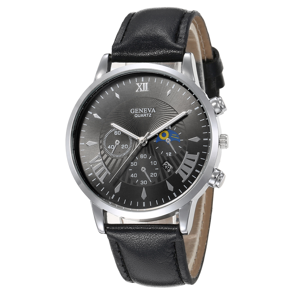 Men's Watch Fashion Casual Pu Strap Sports Quartz Watch Set With Calendar display picture 5