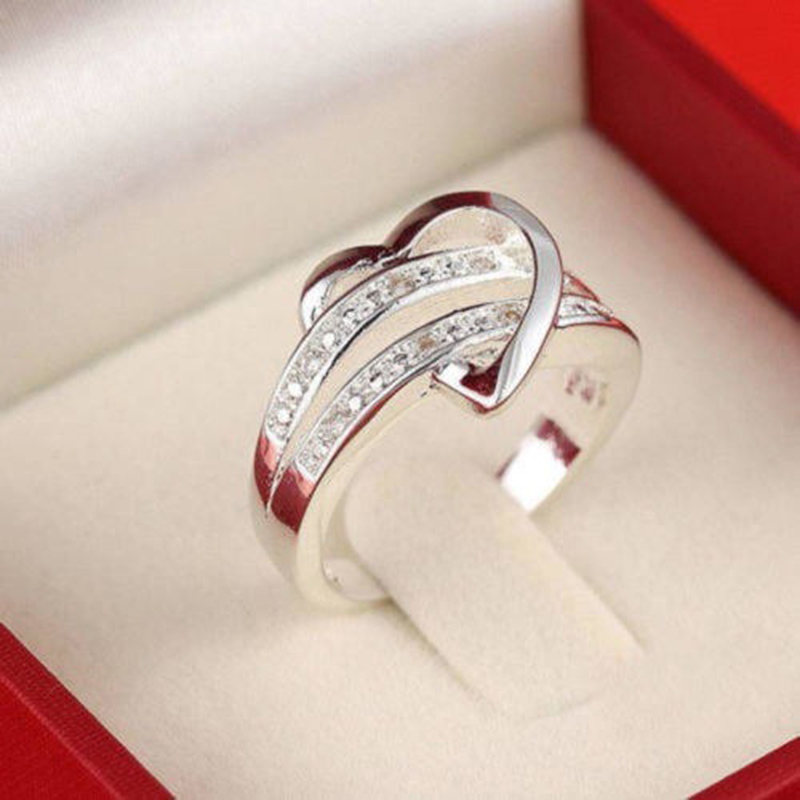 Cute Heart Alloy Plating Rhinestones Rings 1 Piece display picture 1