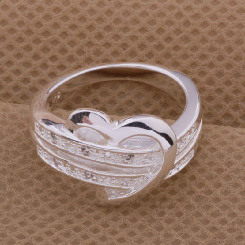 Cute Heart Alloy Plating Rhinestones Rings 1 Piece display picture 5