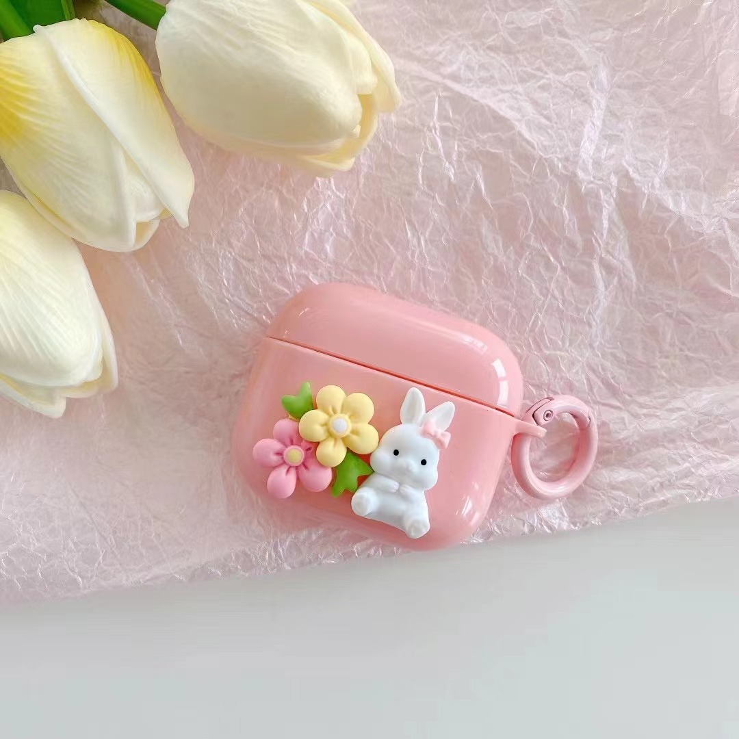 Cute Rabbit Flower Tpu Generations Three Pro Airpods Case display picture 4